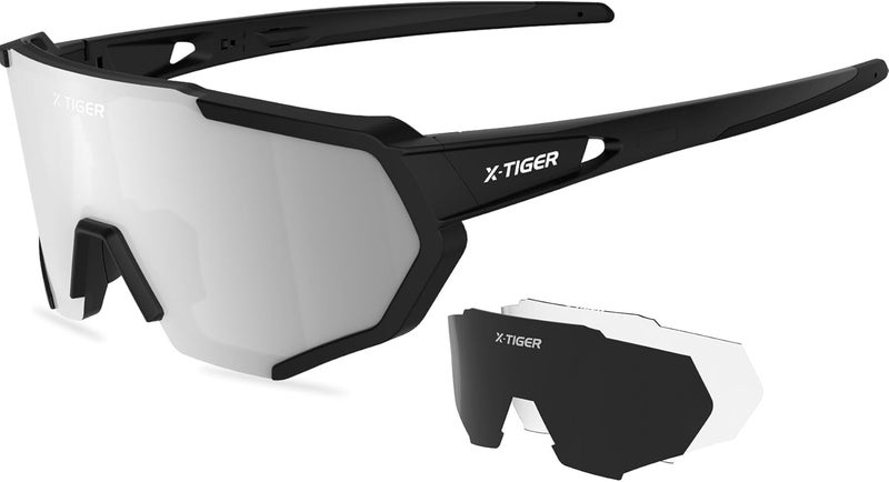Xtiger Polarized Sports Sunglasses with 5 Interchangeable Lenses,Mens Womens Cycling Bike Glasses,Baseball Running Fishing - Image 1